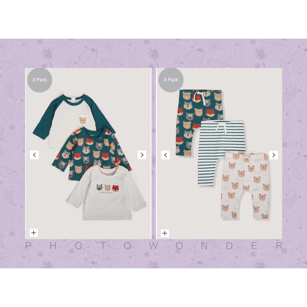 Set 6 món họa tiết cáo xanh bé trai, hàng Mata.l@n UK săn SALE