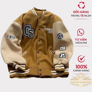 Áo Khoác Bomber Nam SUPER FASHION Chất Nỉ Dày Mịn in Chữ CS