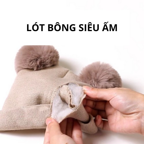 Mũ len cho bé nam nữ, mũ len trẻ em kèm khăn quàng cổ siêu dễ thương (Bé 6-36 tháng)