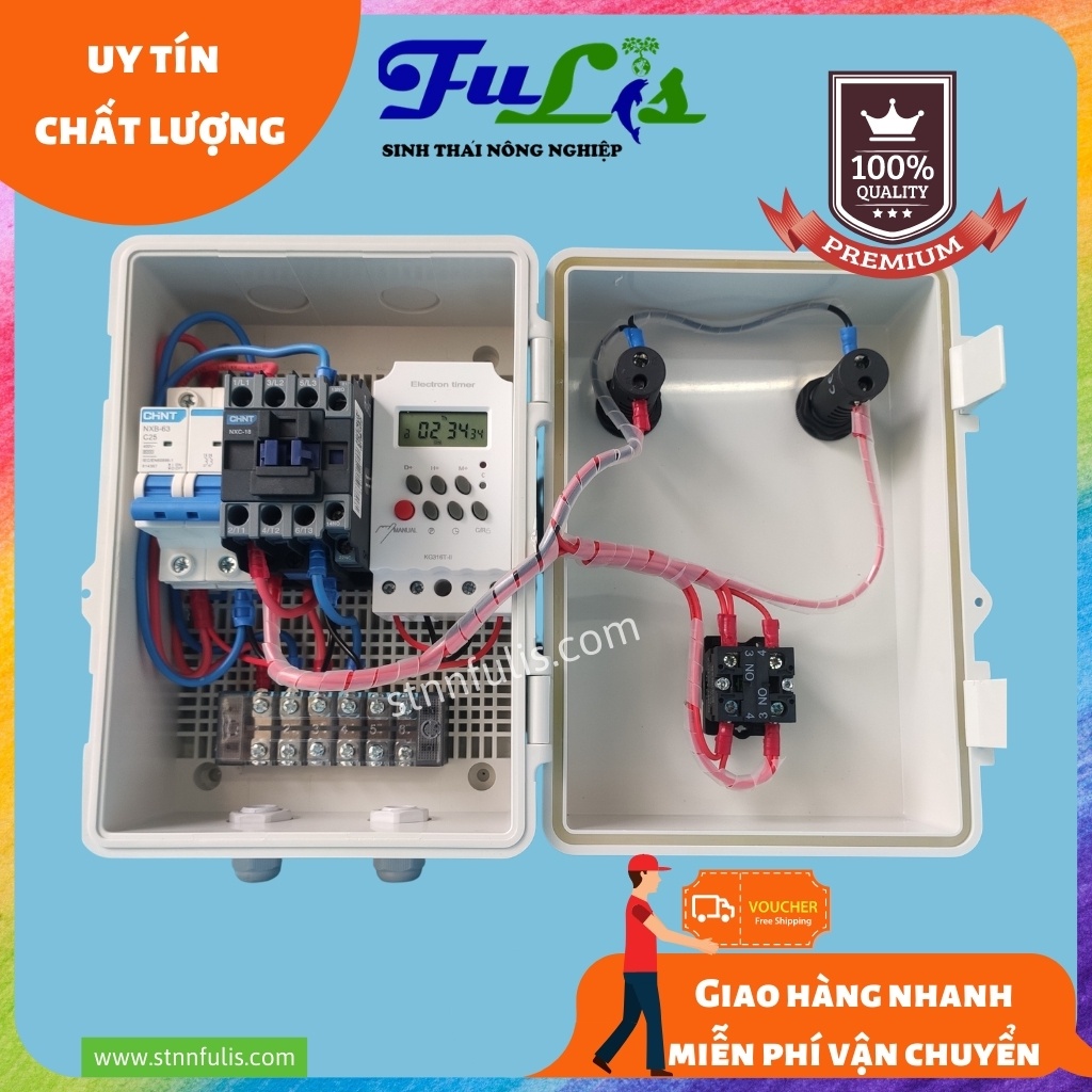 Tủ Điều Khiển Hẹn Giờ Hoặc Wifi 1 Kênh (Bơm) Công Suất 1 - 4 HP Dùng cho Tưới Tiêu, Thắp Sáng