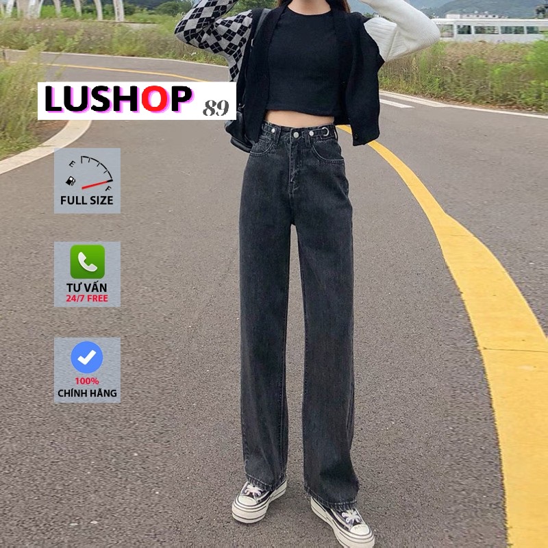 Quần jean bò ống rộng quần jean bò ống suông jeans nữ lưng cao cạp cao quần nữ đẹp hot QT27 lushop89 | BigBuy360 - bigbuy360.vn