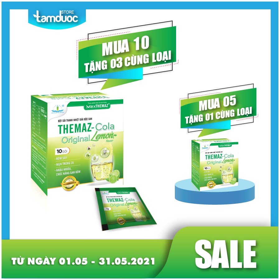 Bột sủi thanh nhiệt giải độc gan Themaz Cola Original - Vị Chanh