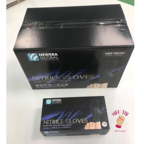 HỘP 100 GĂNG TAY ĐEN NITRILE GLOVES Newera Global  Siêu Thị Đồ Nails