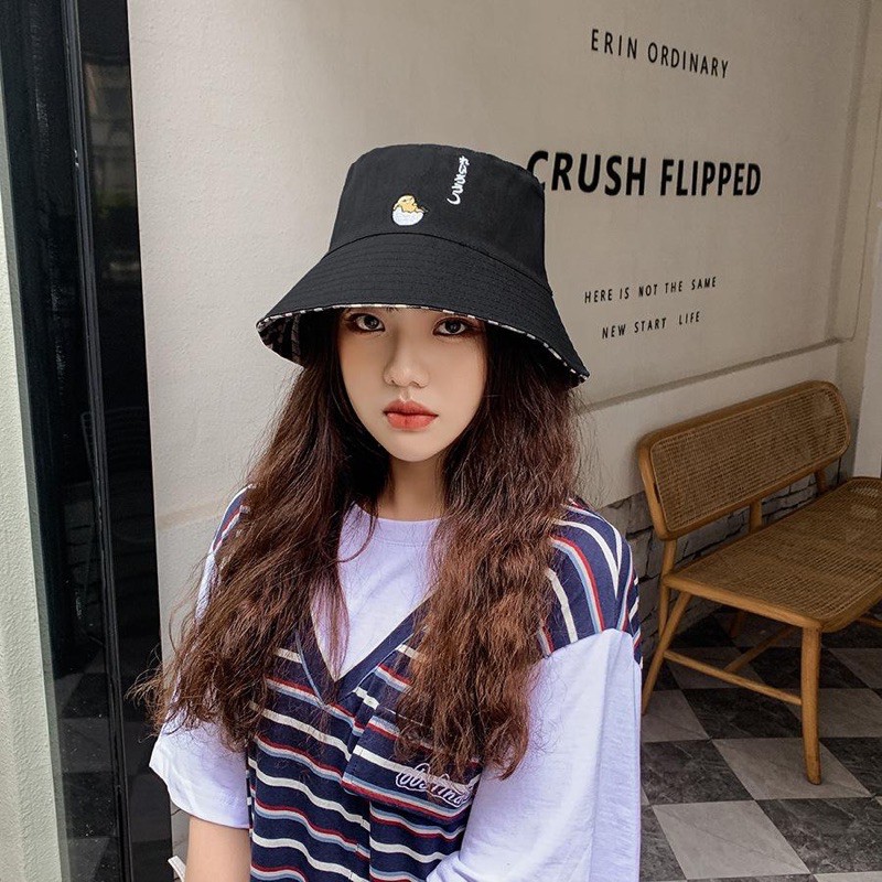 Nón bucket vỏ trứng - caro - đội được 2 mặt