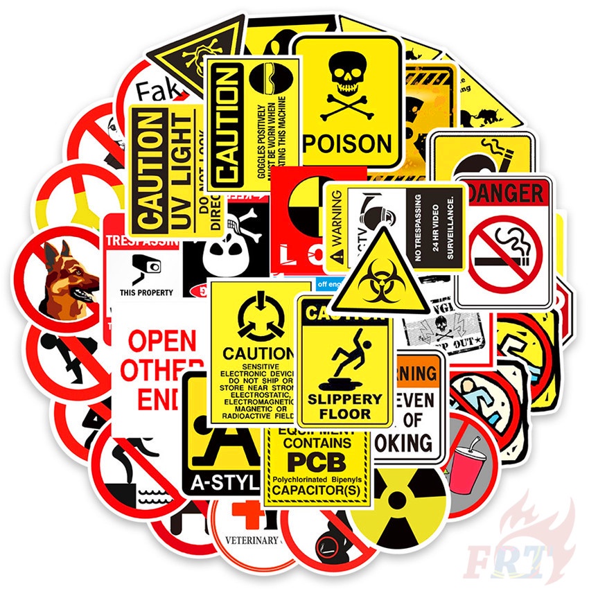Bộ 50 Cái ❉ 02 Sticker Cảnh Báo Dán Cảnh Báo ❉ Miếng Dán Chống Thấm Nước Thời Trang