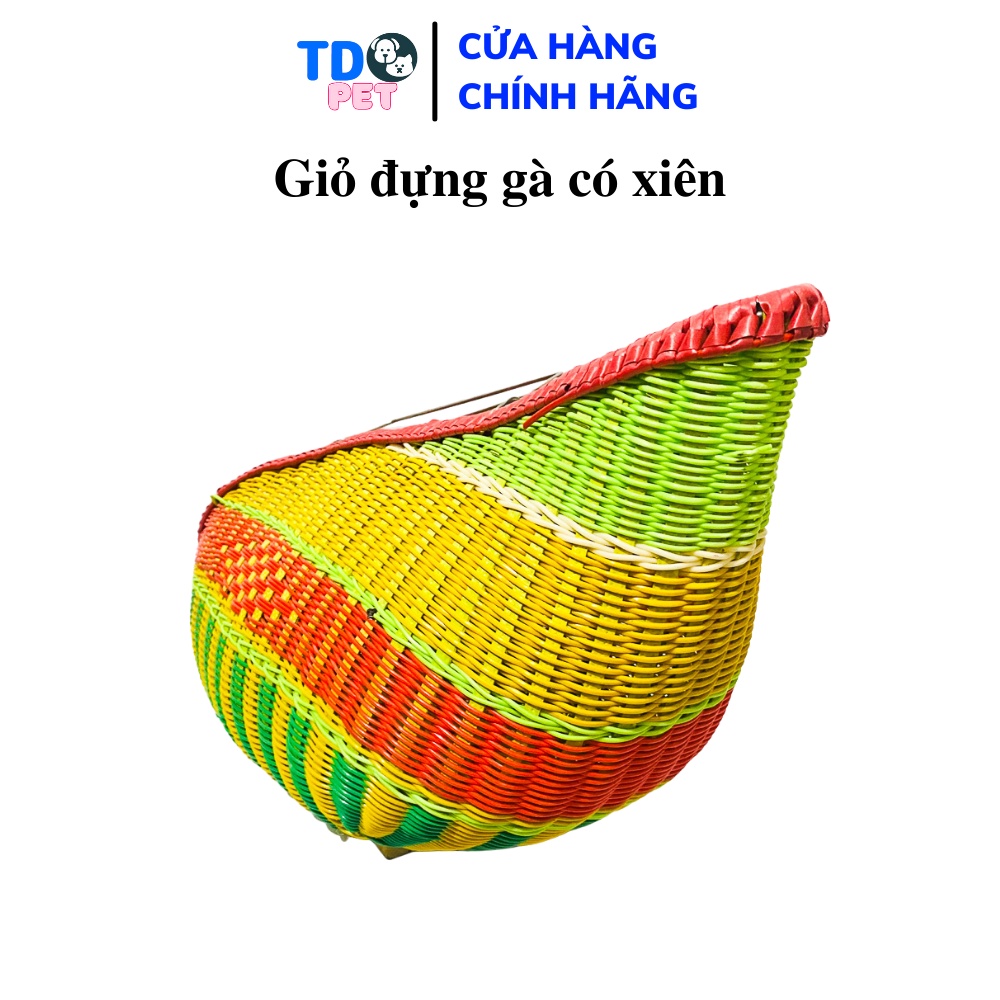 Giỏ đựng gà chọi xiên inox có quai xách đan mây chắc chắn siêu đep nhiều màu TD PET