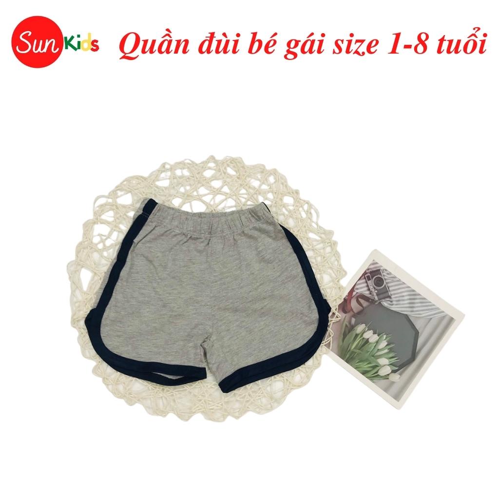 Quần đùi bé gái SUNKIDS, quần đùi cho bé chất cotton mềm mát, size 1-8 tuổi, nhiều màu