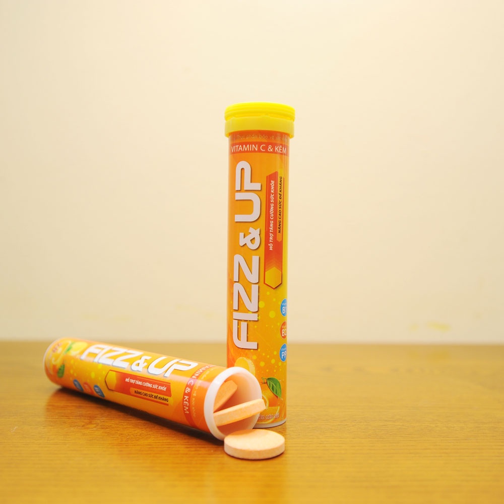 Viên Sủi Multivitamin Tăng Lực Tăng Sức Đề Kháng Green Heart Pharma Fizz &amp; Up Tuýp 20 viên 4g