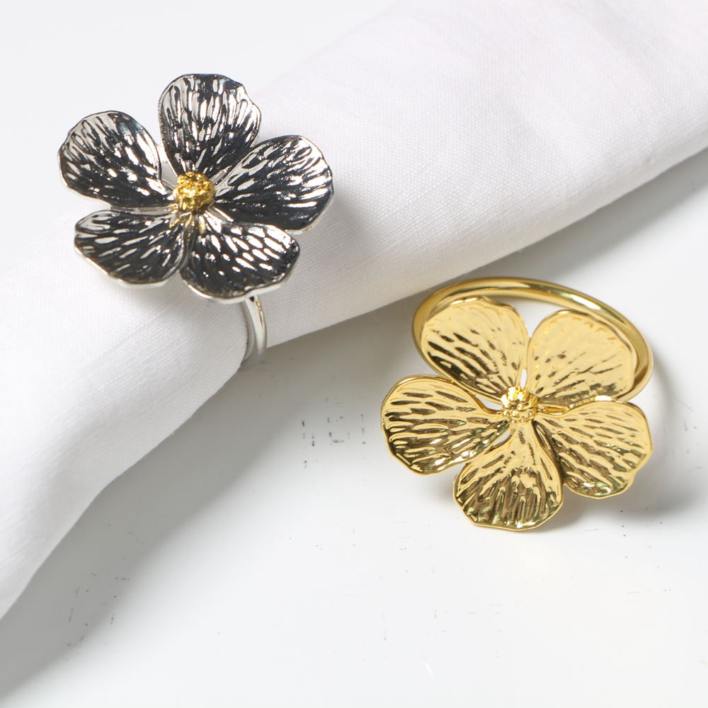 4 / 6 Vòng nhẫn giữ khăn ăn hình hoa may mắn trang trí bàn tiệc tiện lợi