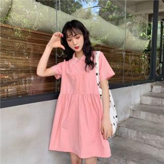 ĐẦM BABYDOLL HỒNG 2 HÀNG NÚT