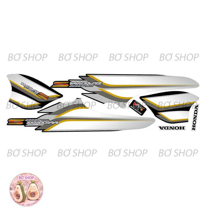 Tem rời WAVE ALPHA 100cc Mẫu Chữ S    - Tem 3 lớp chống phai màu - BƠ SHOP