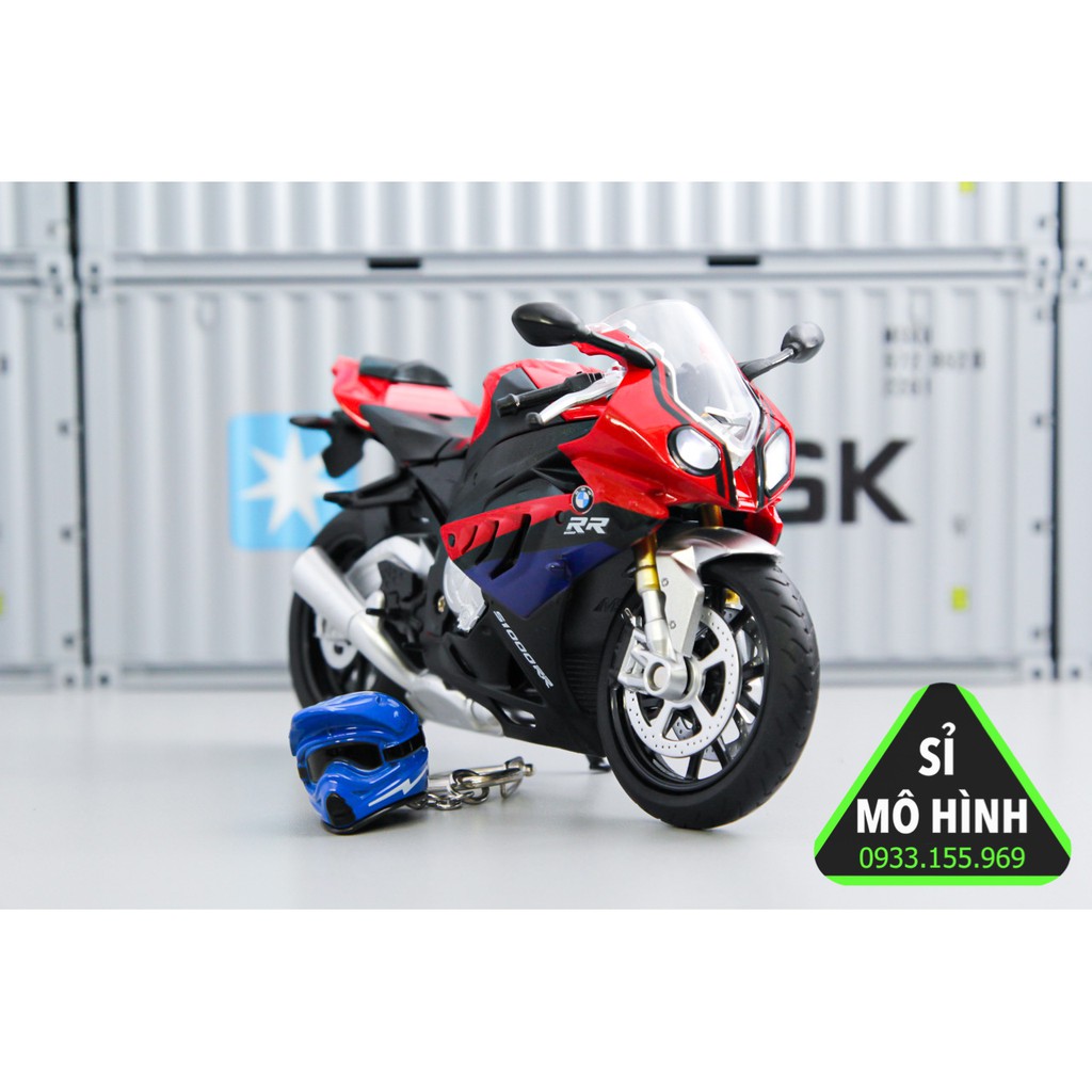 [ Sỉ Mô Hình ] Mô hình xe mô tô BMW S1000RR phiên bản sáng đèn 1:12 Đỏ