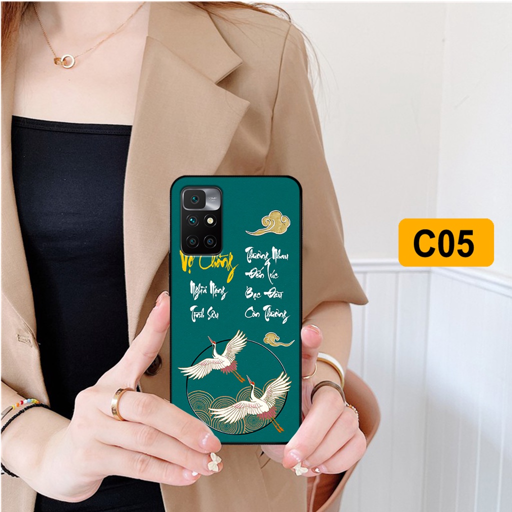 Ốp lưng Xiaomi Redmi 10 in hình phong cách chữ thư pháp cha mẹ, tài lộc.