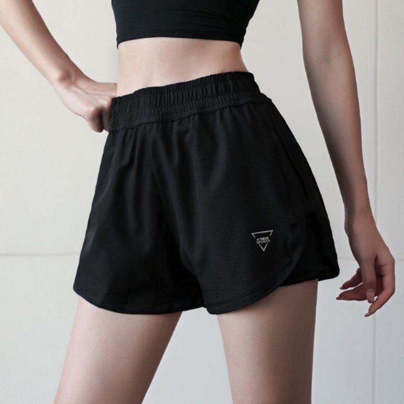 Quần đùi thể thao 2 lớp lưng cao tập gym,yoga,aerobic thời trang nữ Anna