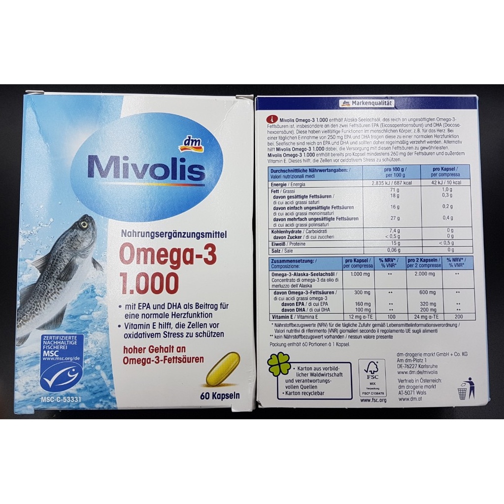 Mivolis Omega3 1000 hộp 60 viên của Đức