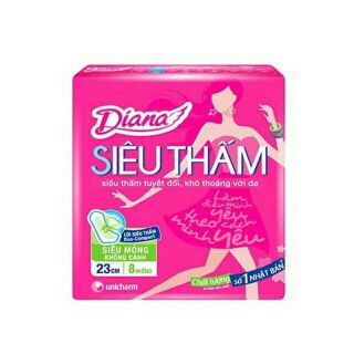 Bộ 6 gói BVS Diana siêu mỏng không cánh 8 miếng Mẫu Mới nhất