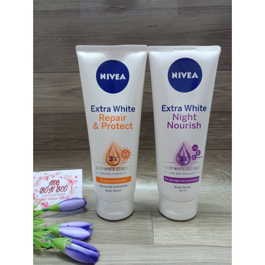 Bộ đôi Tinh chất dưỡng thể trắng da NIVEA ngày 180ml & đêm 200ml