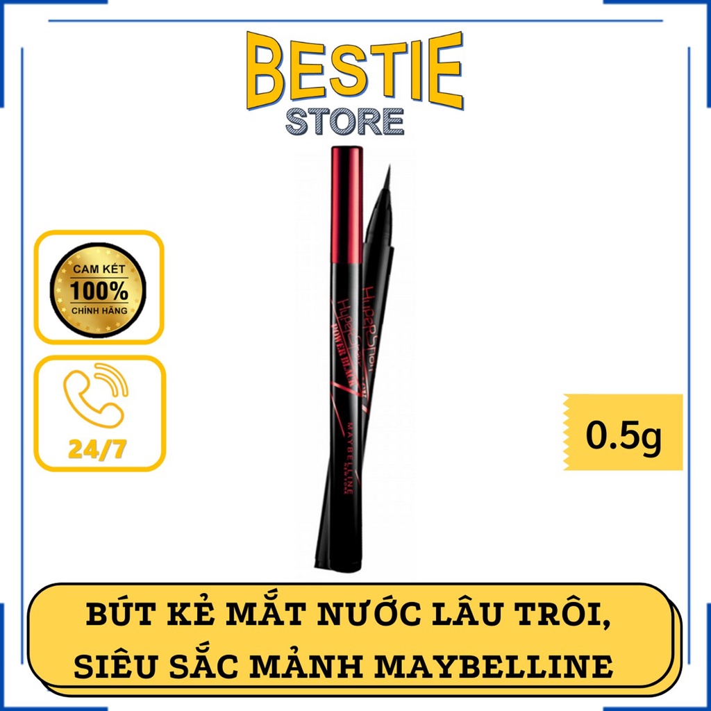 Bút Kẻ Mắt Nước Không Trôi, Siêu Sắc Mảnh Maybelline New York Hyper Sharp Power Black 0.5g (Màu Đen)
