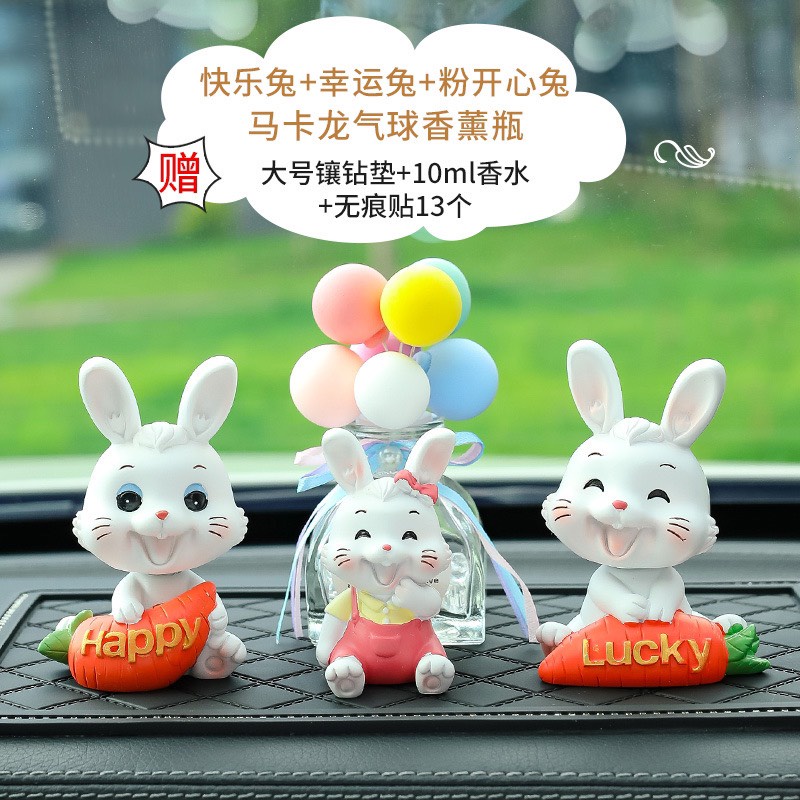 Set Decal thỏ Happy&amp;Lucky.Trang trí Taplo oto-Thiết kế ngộ nghĩnh trang trí phòng,bàn làm việc