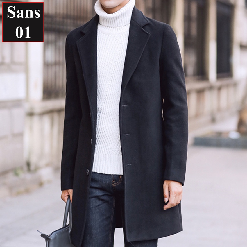 Áo măng tô nam dáng dài Sans01 khoác dạ hàn quốc blazer mangto giá rẻ đen xanh vàng bigsize 3XL 4XL 5XL trech coat men | BigBuy360 - bigbuy360.vn