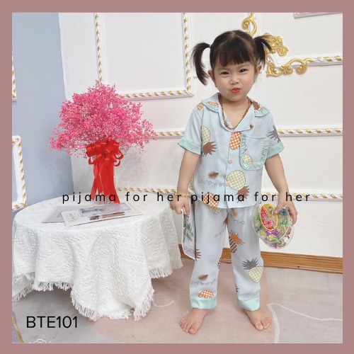 Set Pijama Mặc Nhà Tay Cộc Quần Dài Cho Bé Gái Xinh Xắn Đáng Yêu size 10-32kg