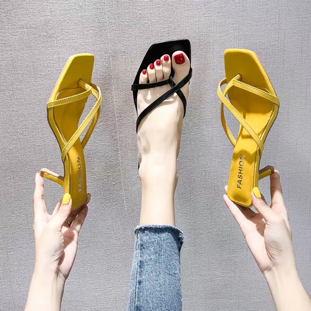 Giày cao gót xỏ ngón đế 7cm (ảnh thật)