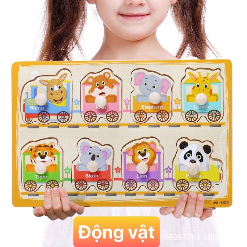 Đồ chơi núm gỗ nhiều chủ đề động vật, giao thông, nông trại giúp bé học tập đồ chơi cho bé trẻ em