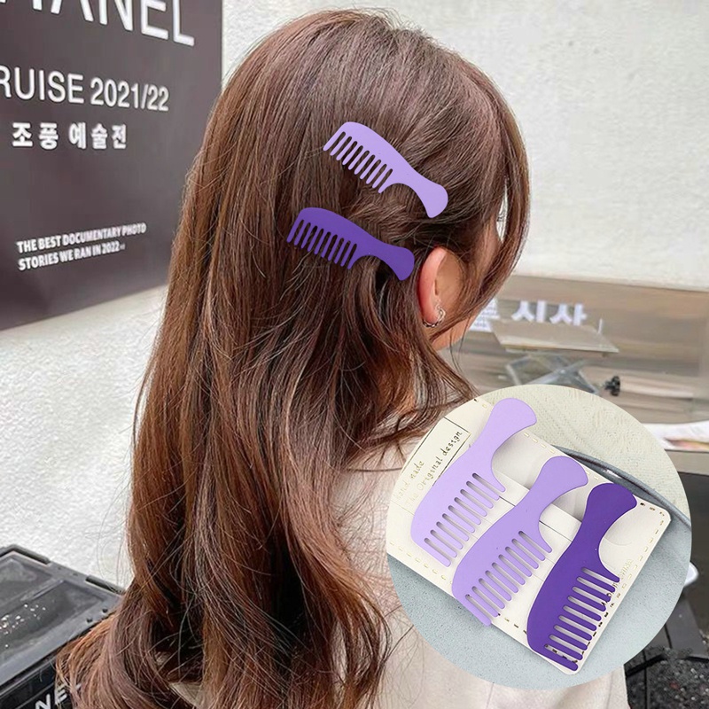 Bộ 3 Kẹp Tóc Hình Lược Nhỏ Xinh Xắn Phong Cách Hàn Quốc Cho Nữ timetunnel