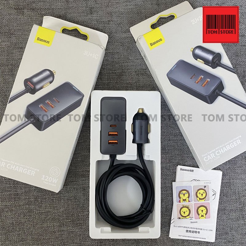 Tẩu Sạc Nhanh 120w tích hợp 4 Cổng Mở Rộng Baseus Share Together Extention Car Charger 120W (4 Port * 30W, QC/ PD/PPS) | BigBuy360 - bigbuy360.vn