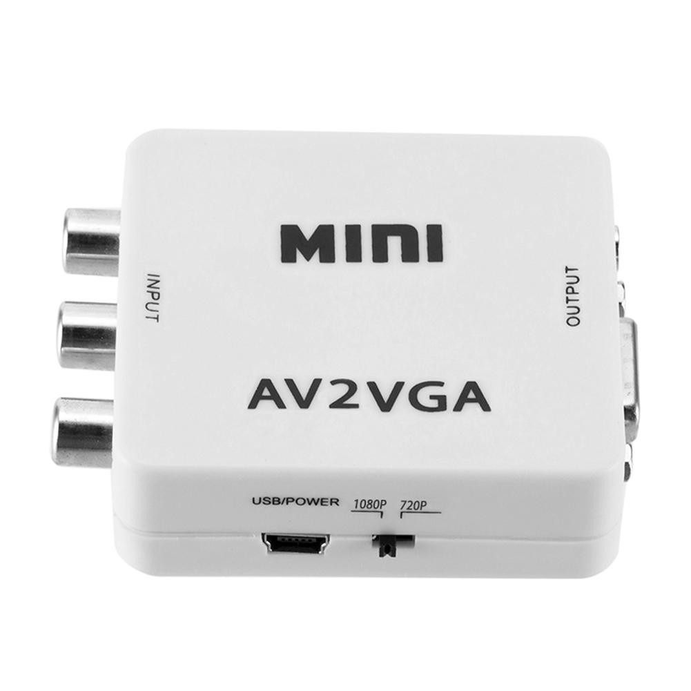 🌟Chất lượng cao nhất🍁Mini HD AV2VGA Video Converter Box AV RCA CVBS to VGA Video HDTV Adapter Home