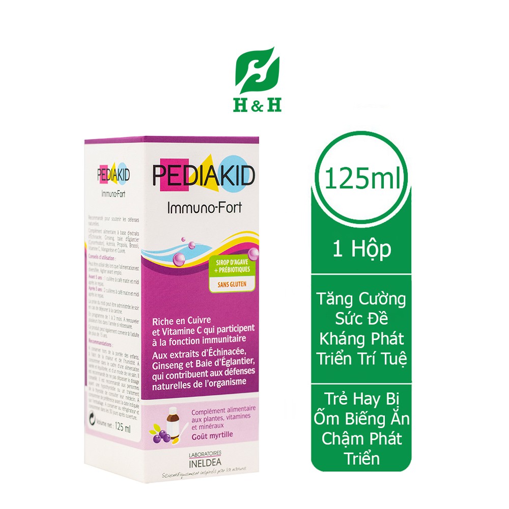 Siro PEDIAKID IMMUNO FORT giúp trẻ ăn ngon miệng, phát triển trí thông minh và tăng sức khỏe hệ miễn dịch - 125ml