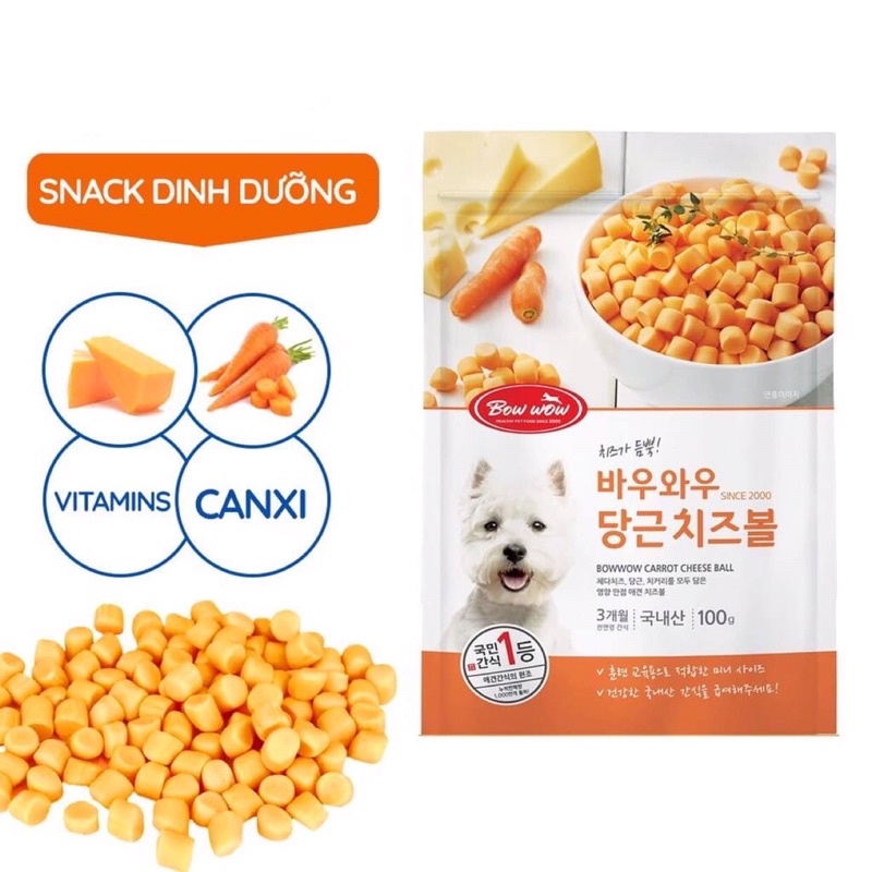 ĐỒ ĂN VẶT CHO CHÓ MÈO PHÔ MAI VIÊN BOWWOW 100g