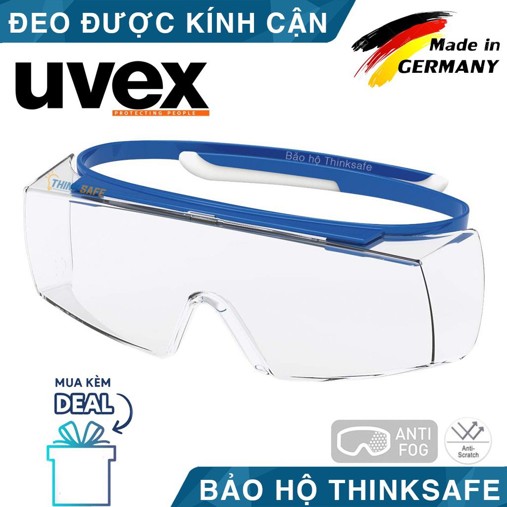 Kính bảo hộ Uvex Super OTG kính chống bụi có thể đeo cùng kính cận, chống hơi nước, ngăn chặn tia UV-Bảo Hộ Thinksafe