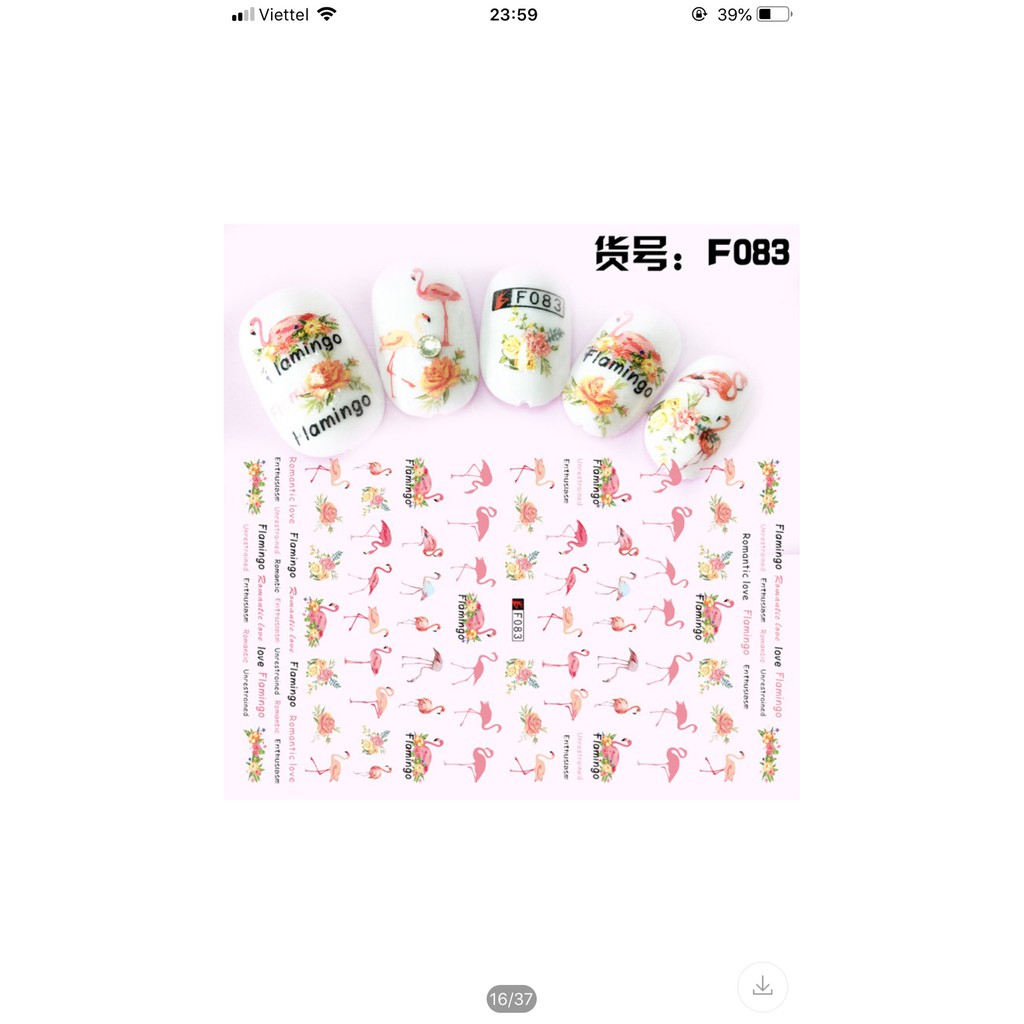 Sticker trang trí móng tay mẫu Hồng Hạc