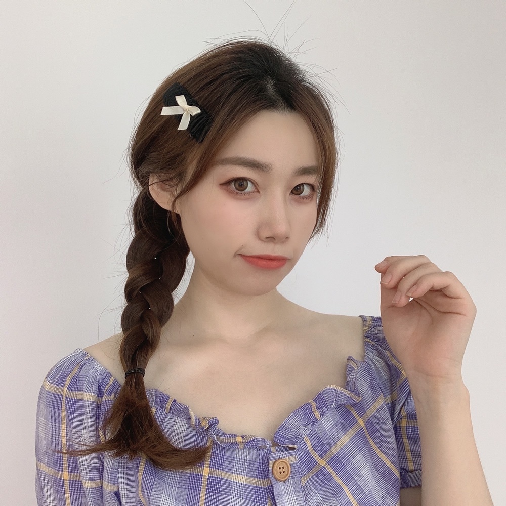 Băng Đô Cài Tóc Phối Nơ Xếp Ly Phong Cách Công Chúa Nhật Bản Cho Nữ