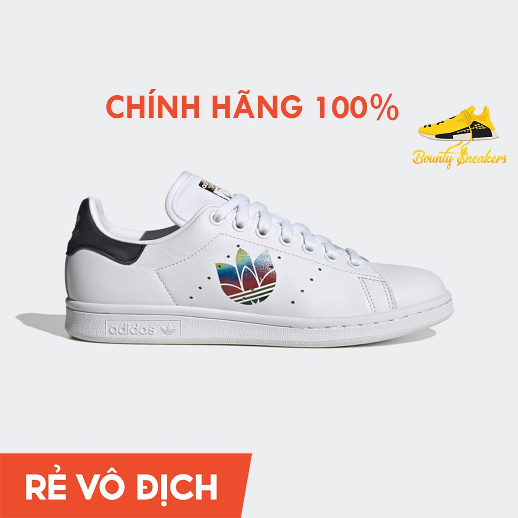 Giày Sneaker Thời Trang Nam Adidas Stan Smith Trefoil  Trắng Đen FW2443 - Hàng Chính Hãng - Bounty Sneakers