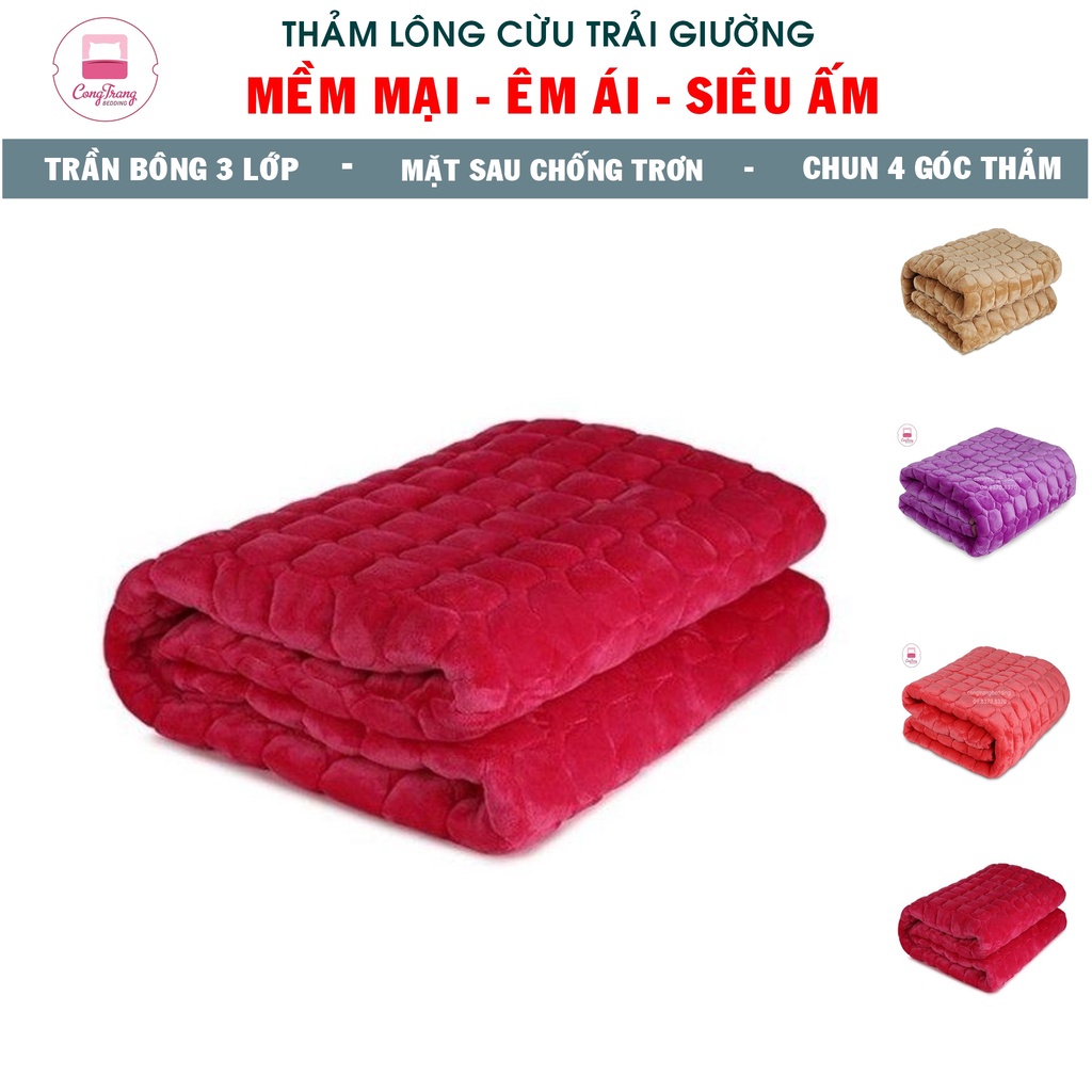 Thảm lông cừu, thảm nỉ nhung trải giường 3 lớp - Nhiều Mẫu Siêu Ấm (Chất Liệu Bông)
