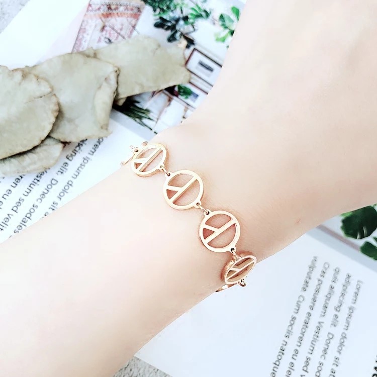 Vòng Đeo Tay Bằng Thép Titan Mạ Vàng Hồng 18 K