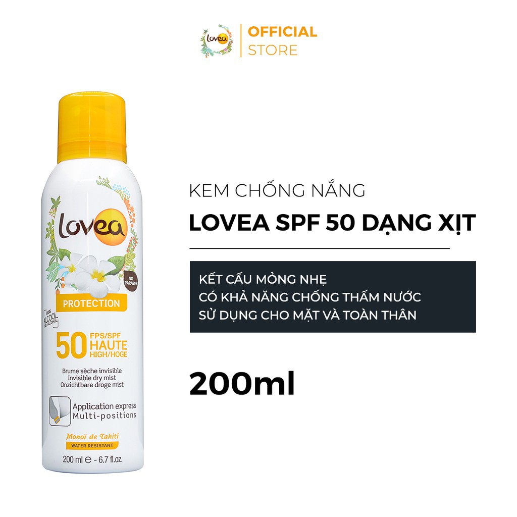 Kem Chống Nắng Lovea SPF 50 Dạng Xịt 200ml - Khongcoson