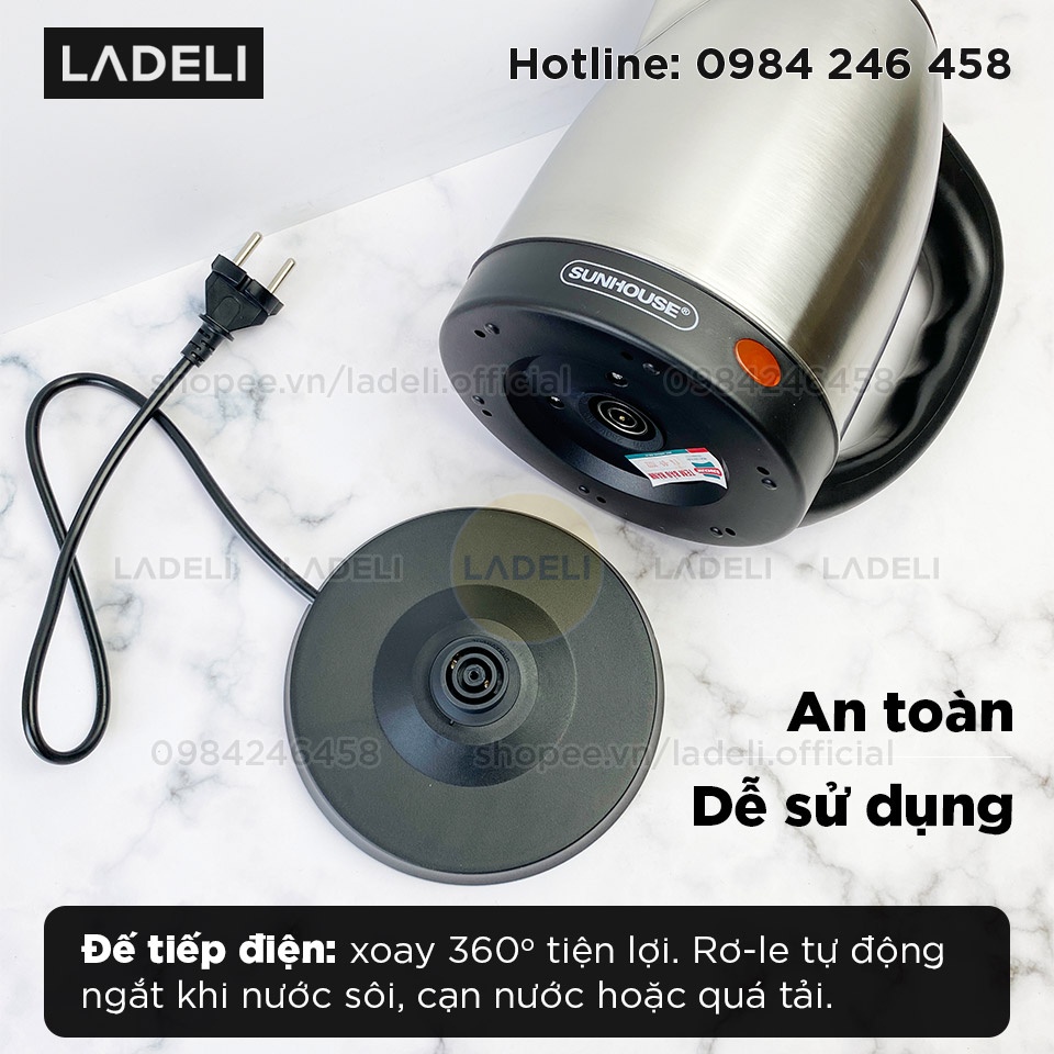 Ấm siêu tốc inox 1.8L SUNHOUSE SHD1182 bảo hành 12 tháng