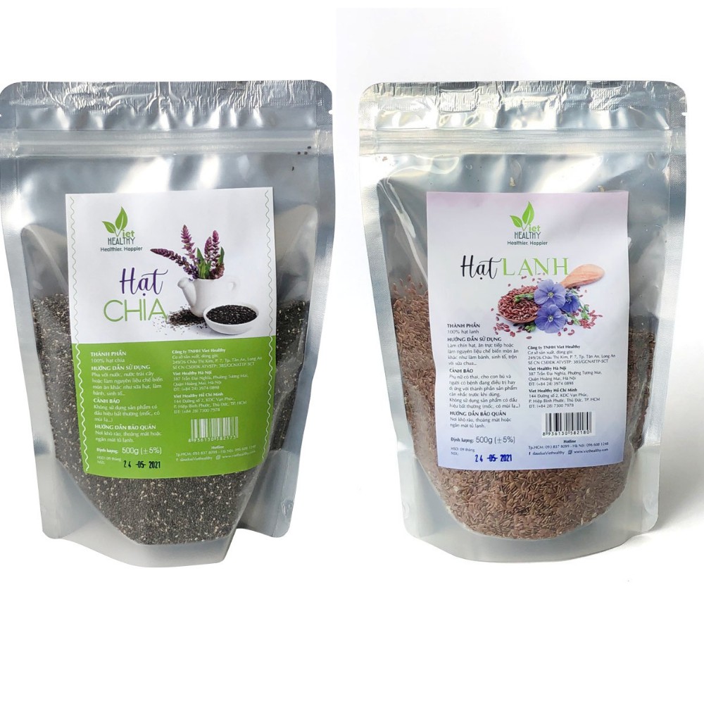 Combo Omega 3: Hạt Lanh + Hạt Chia 500g Viethealthy