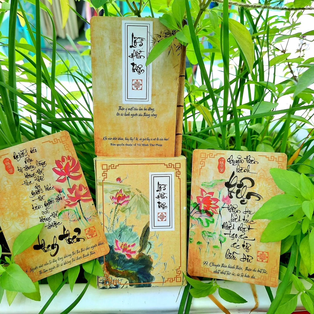 Bộ bài thư pháp LỜI HIỀN THIỆN | 102 lá | 6,7cm x 10cm | Lá duyên