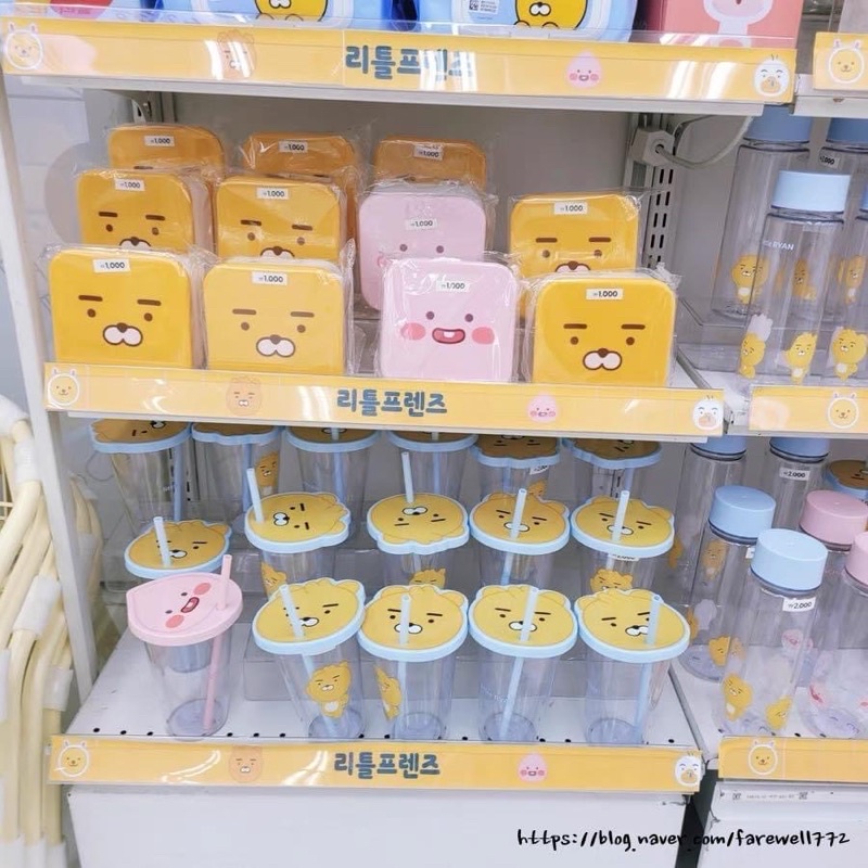 LY DAISO LINE FRIENDS KÈM ỐNG HÚT VÀ NẮP 400ML