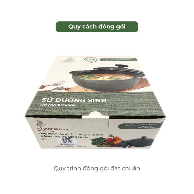 Nồi Sứ Dưỡng Sinh Minh Long Luna 1.0L Có Nắp, Tráng Men Sứ Xanh Rêu Dùng Kho Cá, Hầm Cháo