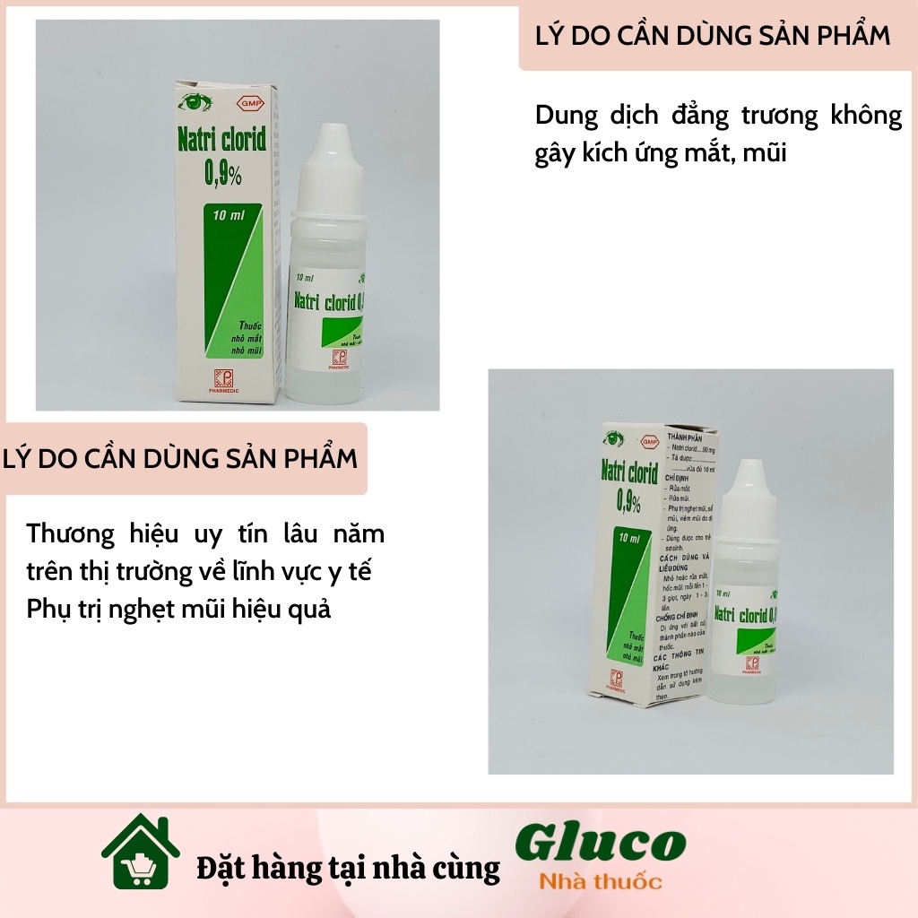 Nước muối sinh lý rửa mắt rửa mũi an toàn cho trẻ sơ sinh 10 lọ GLU00101