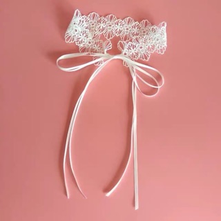 Choker ren trắng dây cột - Vòng cổ dây cột