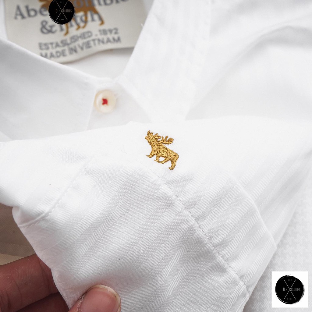 Áo sơ mi ngắn tay Aber, Áo sơ mi nam có cổ màu trắng trẻ trung có túi ngực trái dễ phối đồ | BigBuy360 - bigbuy360.vn