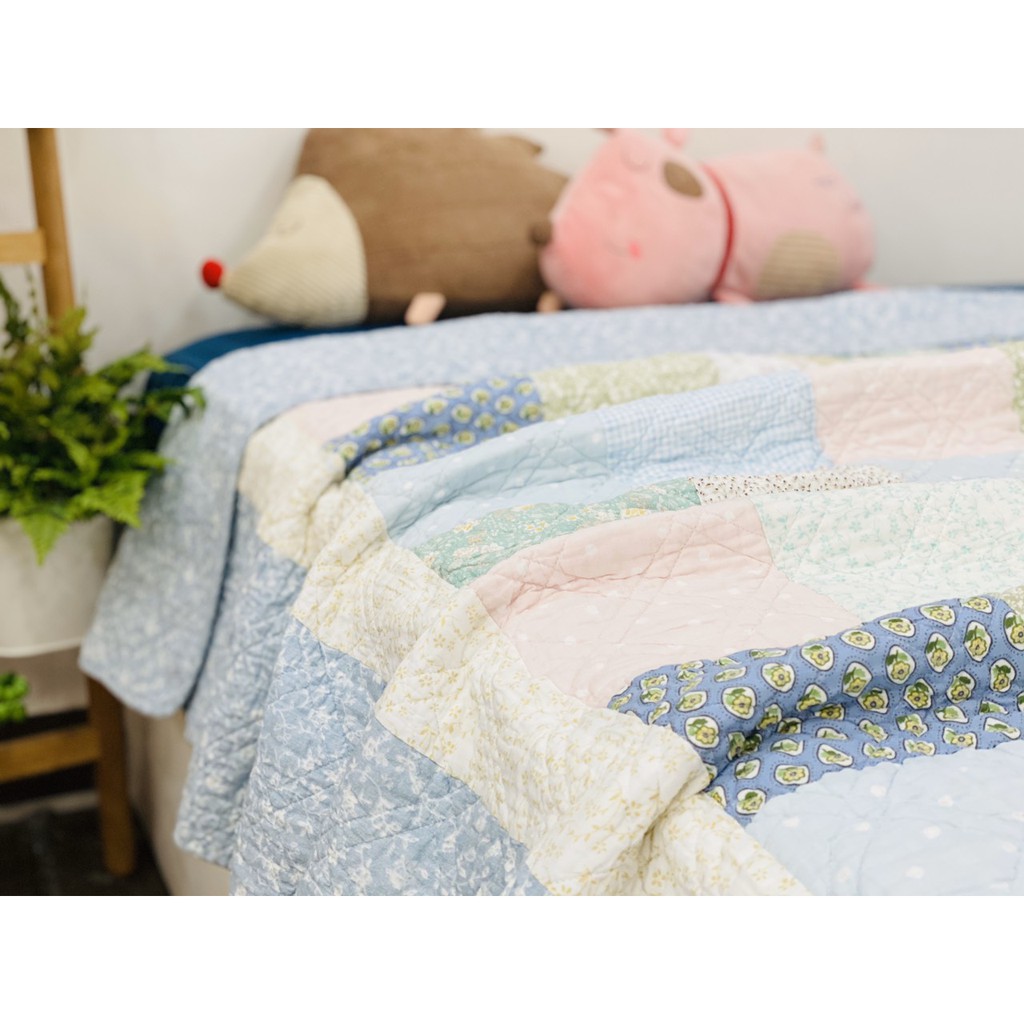 Chăn lẻ ô vuông xanh dương 150x200