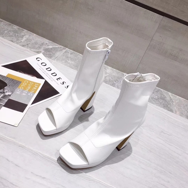 HÀNG VÊ CÓ SẴN!!!Boots đúp hở mũi cao 12cm hàng chuẩn loại 1 Quảng Châu FULLBOX