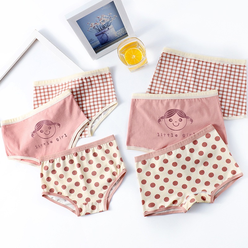3 Quần lót tam giác bằng cotton nguyên chất chống vi khuẩn dành cho bé gái
